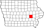 Map of Iowa showing Iowa County 