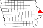 Map of Iowa showing Jackson County 