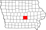 Map of Iowa showing Jasper County 