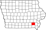 Map of Iowa showing Jefferson County 