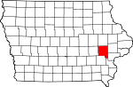 Map of Iowa showing Johnson County 