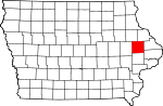 Map of Iowa showing Jones County 