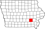 Map of Iowa showing Keokuk County 