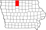 Map of Iowa showing Kossuth County 