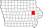 Map of Iowa showing Linn County 