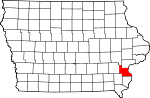 Map of Iowa showing Louisa County 