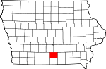 Map of Iowa showing Lucas County 