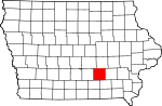 Map of Iowa showing Mahaska County 