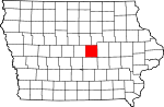 Map of Iowa showing Marshall County 