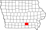 Map of Iowa showing Monroe County 