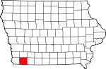 Map of Iowa showing Page County 