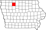 Map of Iowa showing Palo Alto County 