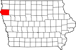 Map of Iowa showing Plymouth County 