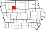 Map of Iowa showing Pocahontas County 