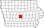 Map of Iowa showing Polk County 