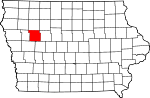 Map of Iowa showing Sac County 