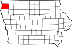 Map of Iowa showing Sioux County 