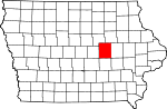 Map of Iowa showing Tama County 