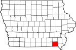 Map of Iowa showing Van Buren County 