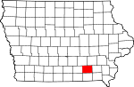 Map of Iowa showing Wapello County 