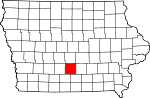 Map of Iowa showing Warren County 