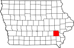 Map of Iowa showing Washington County 