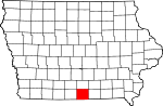 Map of Iowa showing Wayne County 