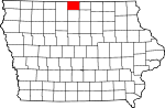 Map of Iowa showing Winnebago County 