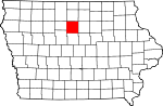 Map of Iowa showing Wright County 