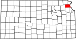 Map of Kansas showing Atchison County 