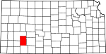 Map of Kansas showing Gray County 