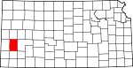 Map of Kansas showing Kearny County 