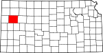 Map of Kansas showing Logan County 