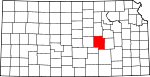 Map of Kansas showing Marion County 