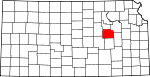 Map of Kansas showing Morris County 