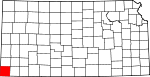 Map of Kansas showing Morton County 