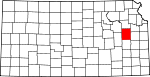 Map of Kansas showing Osage County 