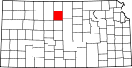 Map of Kansas showing Osborne County 