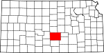 Map of Kansas showing Reno County 