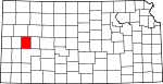 Map of Kansas showing Scott County 