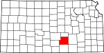 Map of Kansas showing Sedgwick County 