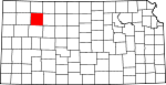 Map of Kansas showing Sheridan County 