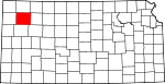 Map of Kansas showing Thomas County 