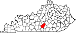 Map of Kentucky showing Adair County 