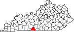 Map of Kentucky showing Allen County 