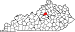 Map of Kentucky showing Anderson County 