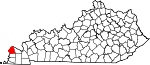 Map of Kentucky showing Ballard County 