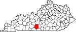 Map of Kentucky showing Barren County 