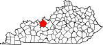 Map of Kentucky showing Breckinridge County 