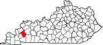 Map of Kentucky showing Caldwell County 